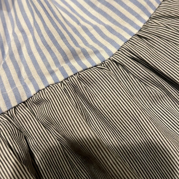 NWOT 1st Sight Blue White Stripe Medium Women's Ruffle Dress Top - Picture 2 of 10